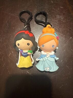 Disney Princess Figural 3D Bag Clips Keychains Cinderella Snow White